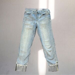 Lightwash Judy Blue Cuffed Distressed Hem Jeans Size 30